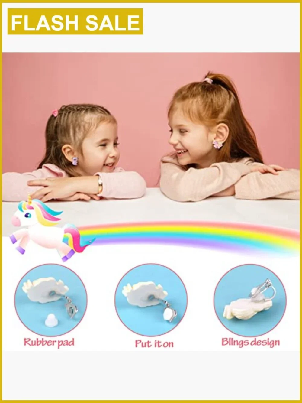 10 Pairs Clip On Earrings for Little Girls - Hypoallergenic No Piercing Cute Set
